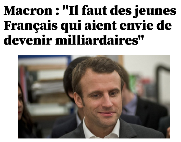 Il faut des jeunes français qui aient envie de devenir milliardaires, dit Macron